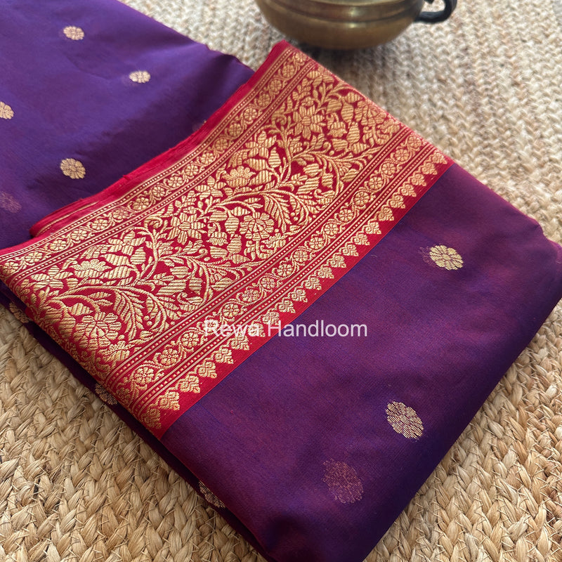 Purple Chanderi Katan Silk Nakshi Border Saree KSS07