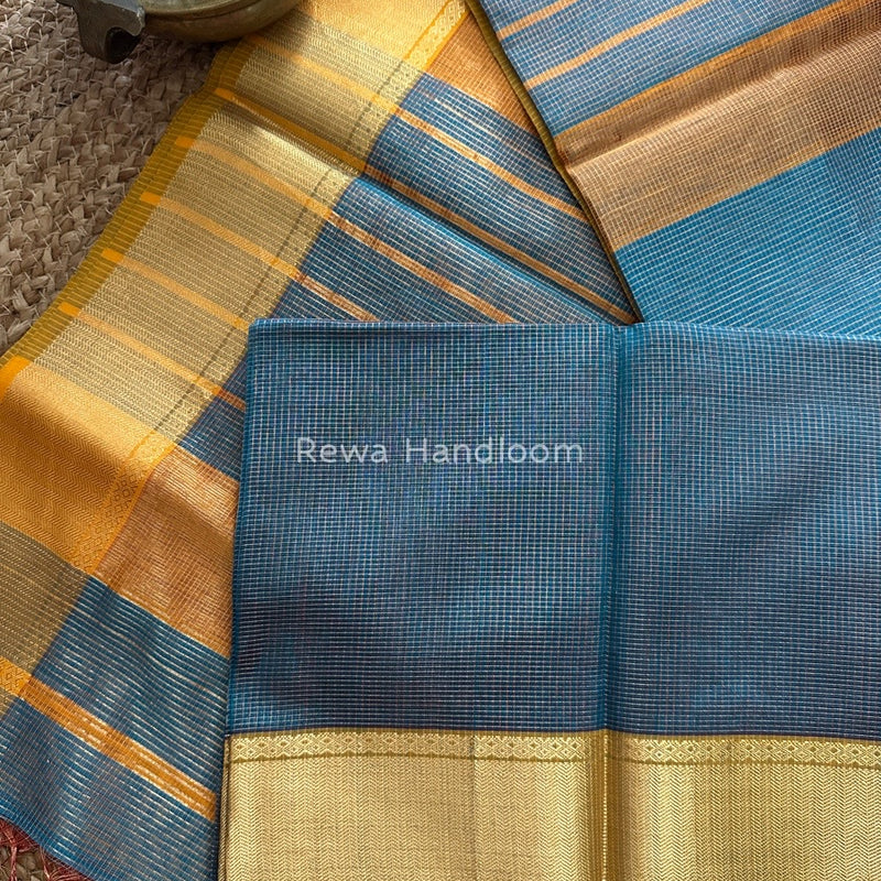 Exclusive Maheshwari Firozi Tissue Silk Saree ZTS095
