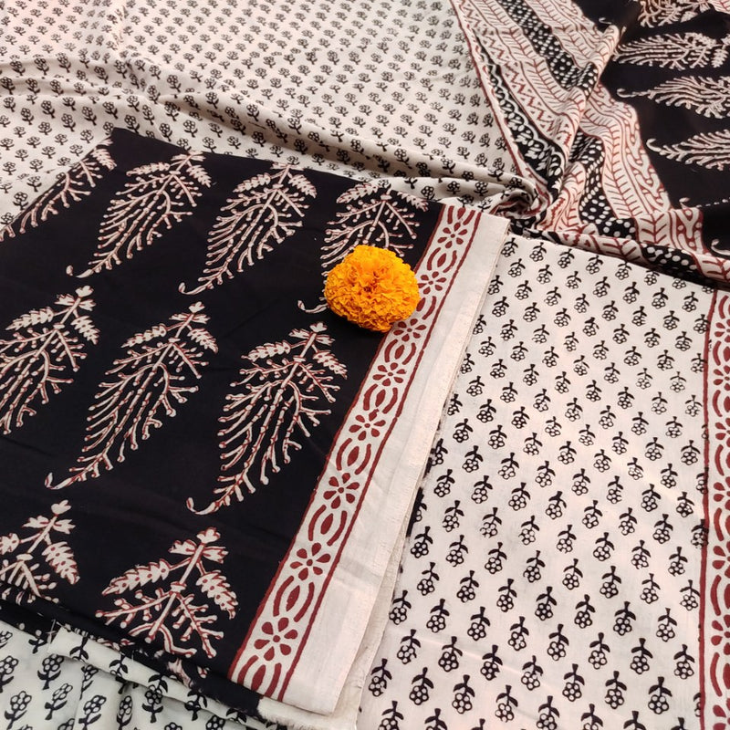 Black- White Bagh Print Suit