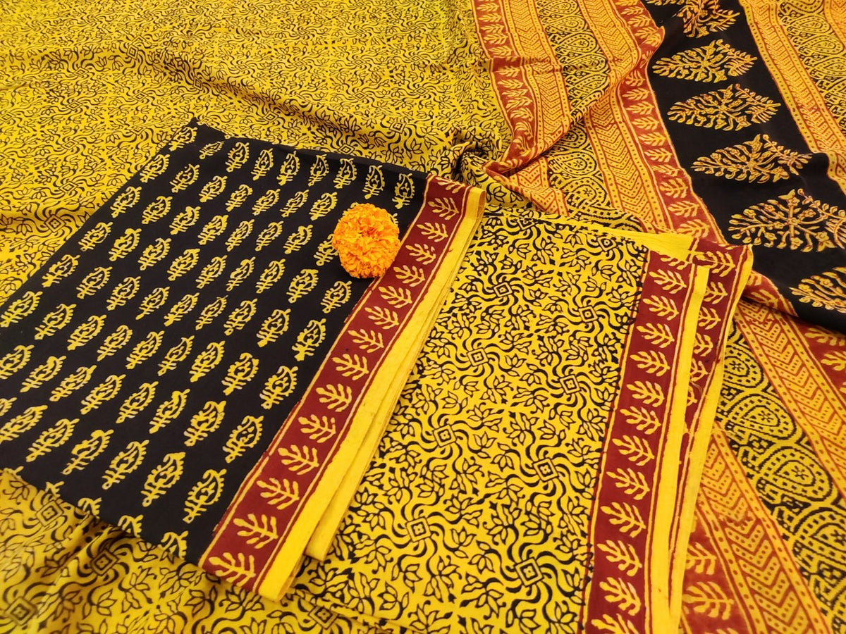 Black- Yellow Bagh Print Suit