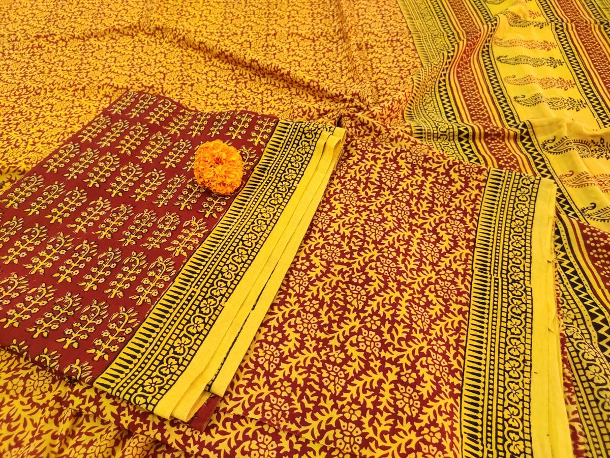 Red- Yellow Bagh Print Suit