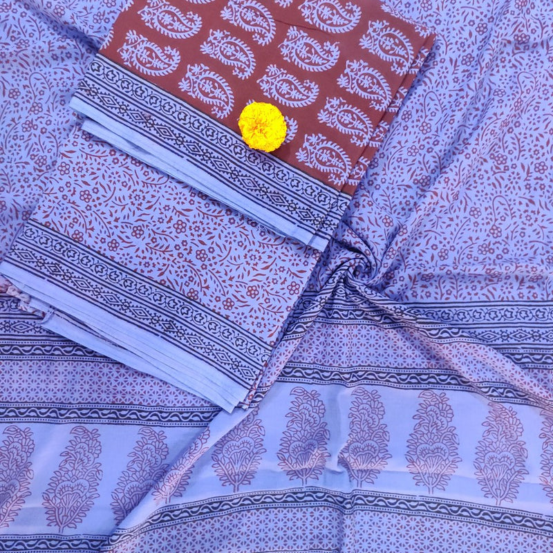 Red- Blue Bagh Print Suit
