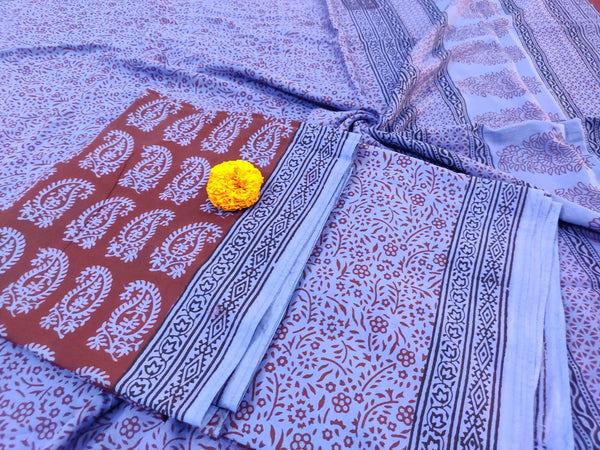 Red- Blue Bagh Print Suit