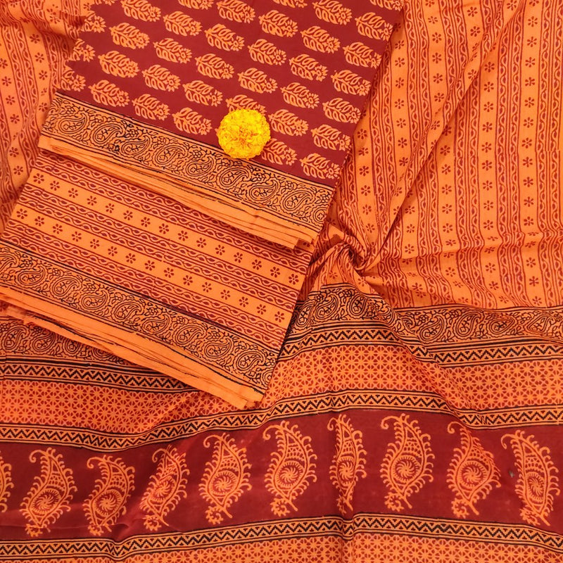 Red- Orange Bagh Print Suit