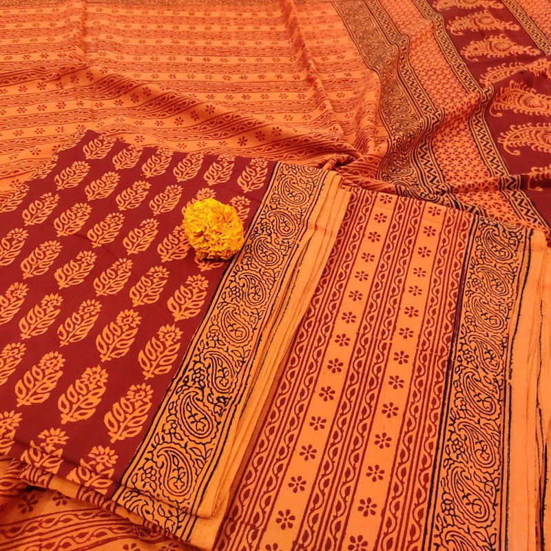 Red- Orange Bagh Print Suit