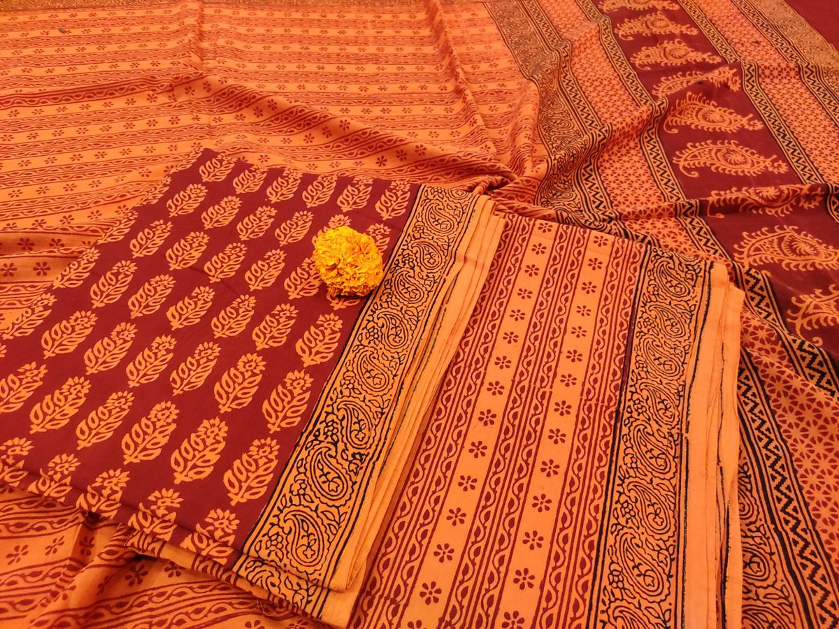 Red- Orange Bagh Print Suit