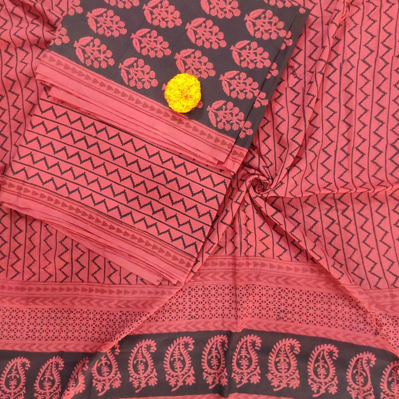 Black- Pink Bagh Print Suit