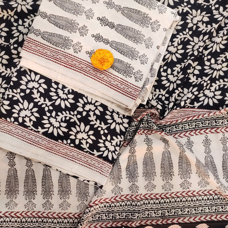 White- Black Bagh Print Suit