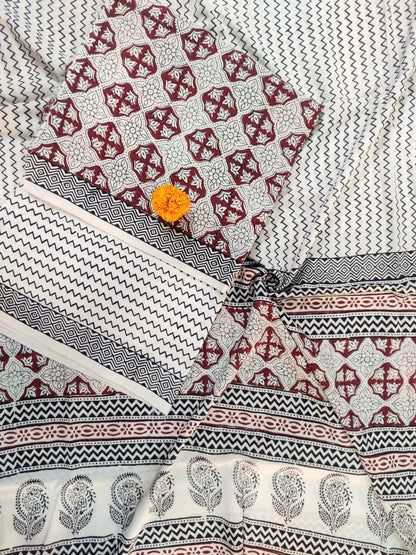 White Bagh Print Suit