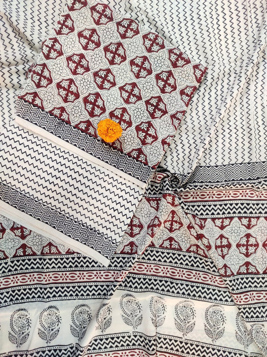 White Bagh Print Suit