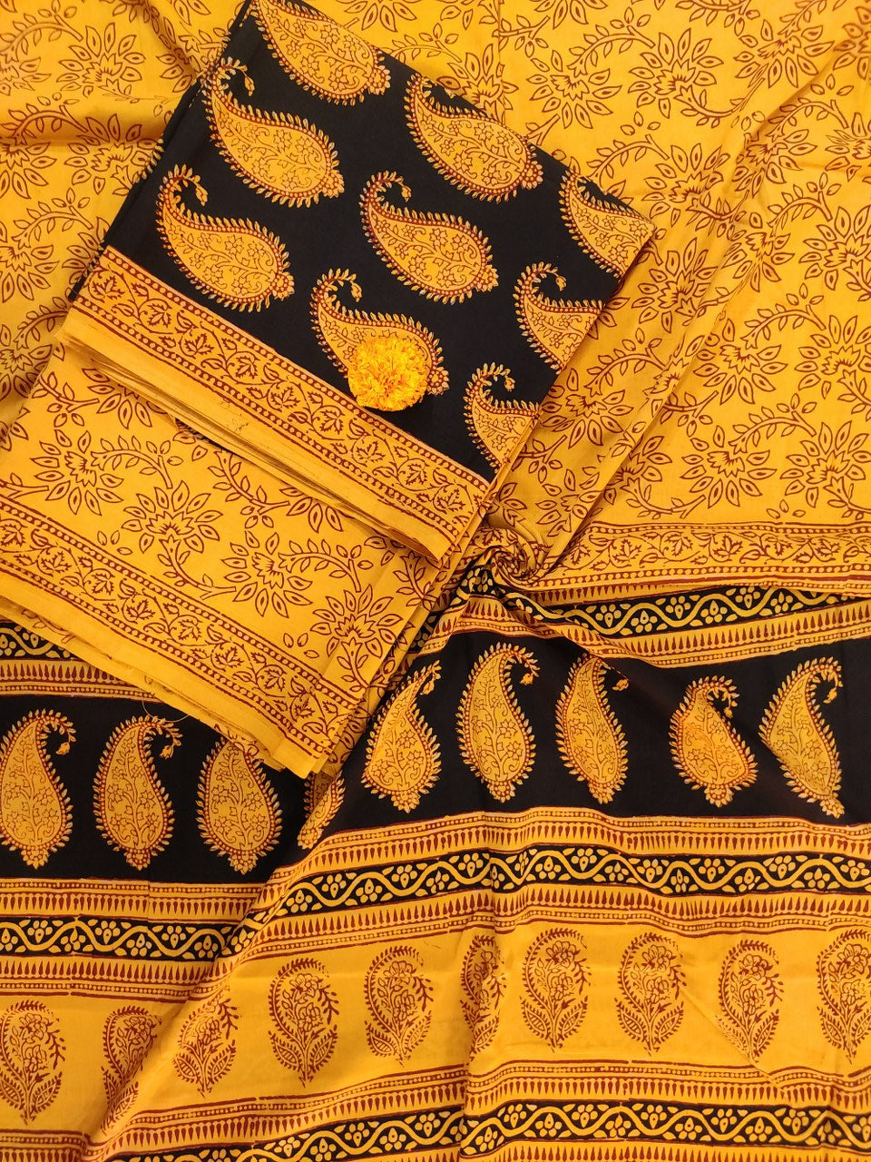 Black- Yellow Bagh Print Suit