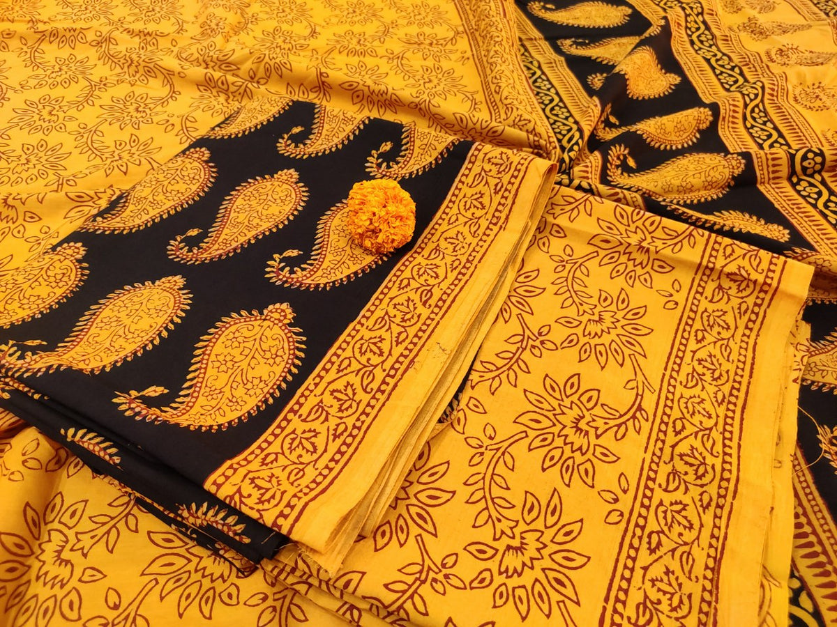 Black- Yellow Bagh Print Suit