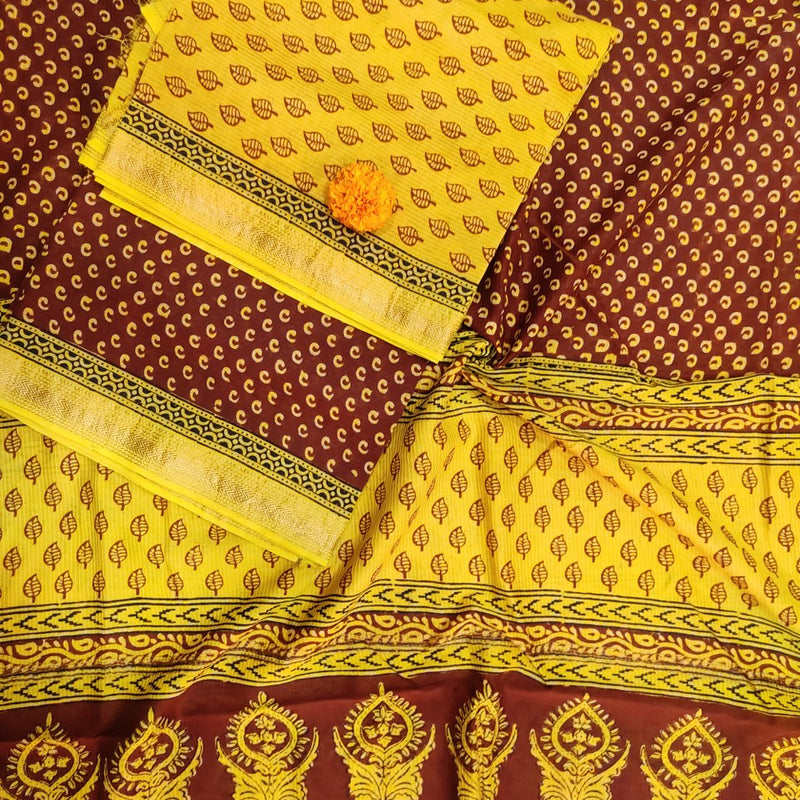 Maheshwari Yellow- Red Bagh Print Suit