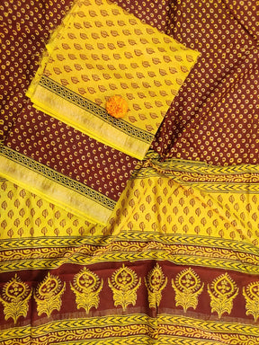 Maheshwari Yellow- Red Bagh Print Suit