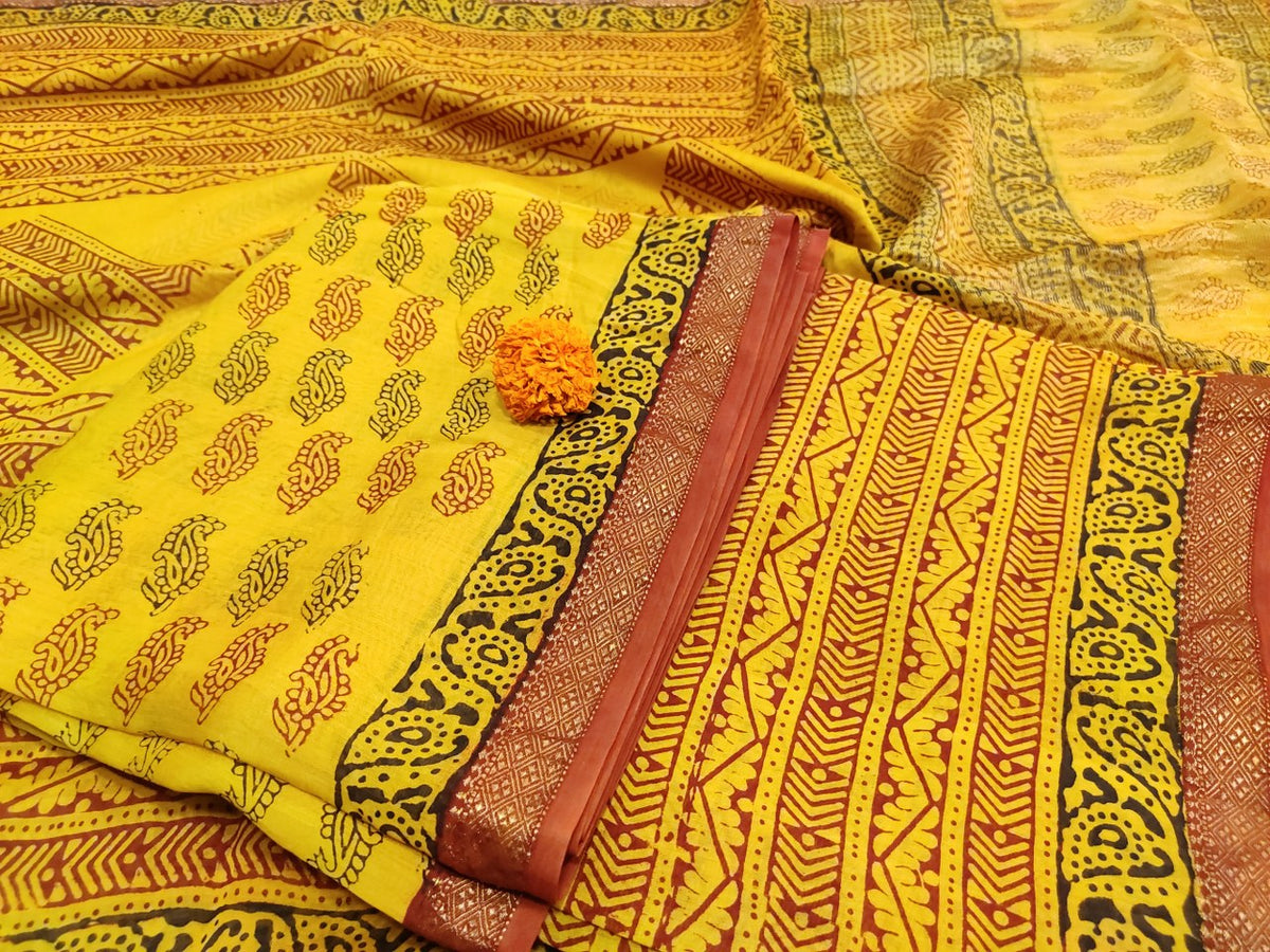 Maheshwari Yellow Bagh Print Suit