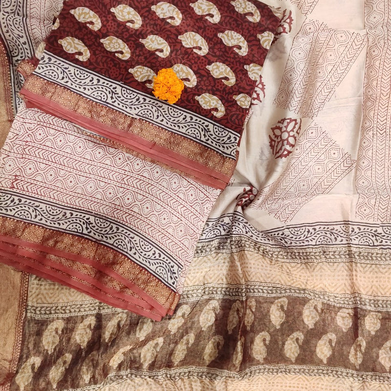 Maheshwari Red-White Bagh Print Suit
