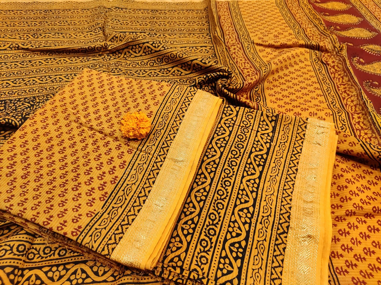 Maheshwari Yellow Bagh Print Suit