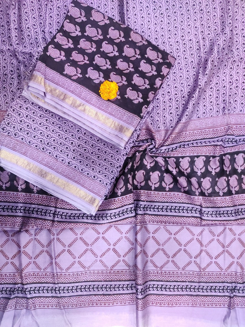 Maheshwari Black-Blue Bagh Print Suit