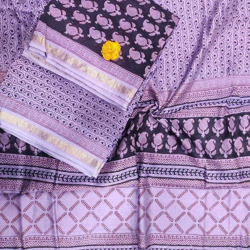 Maheshwari Black-Blue Bagh Print Suit