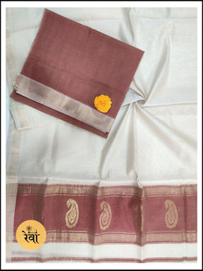 Maheshwari Maroon- White Tissue Buta Dress Material