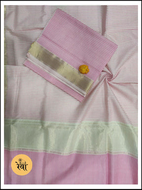 Maheshwari Pink Checks Dress Material