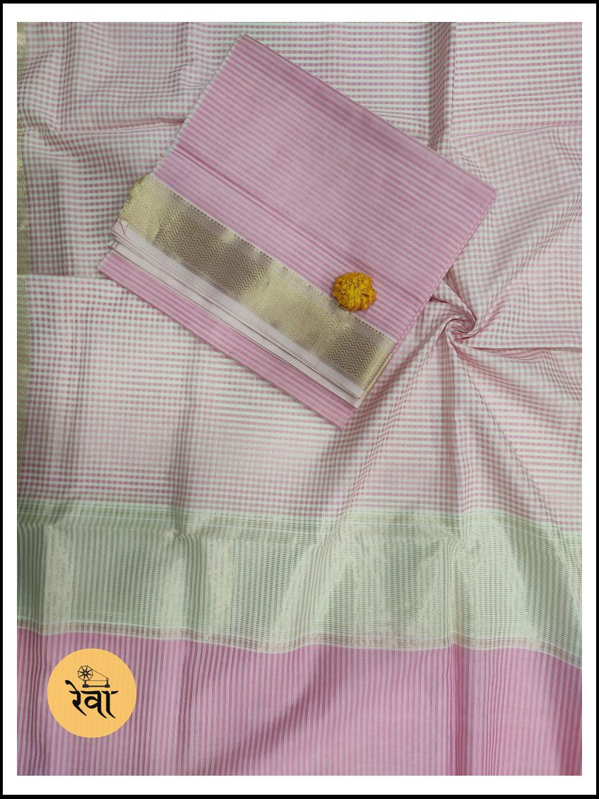 Maheshwari Pink Checks Dress Material