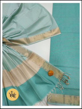 Maheshwari Sea Green Checks Dress Material