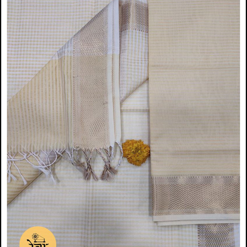 Maheshwari Yellow Colour Checks Dress Material
