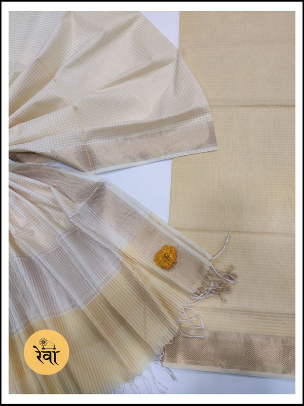 Maheshwari Yellow Colour Checks Dress Material