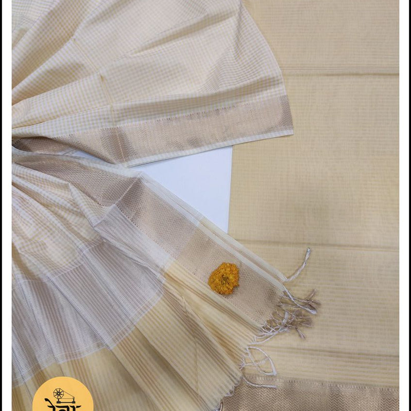 Maheshwari Yellow Colour Checks Dress Material