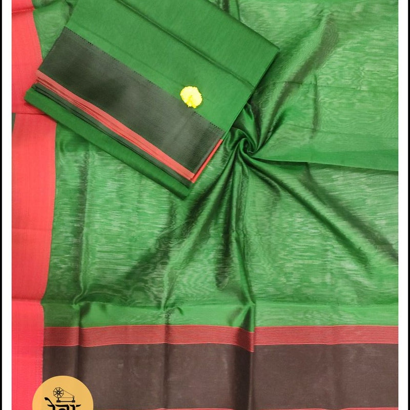 Maheshwari Green Multicolour Dress Material