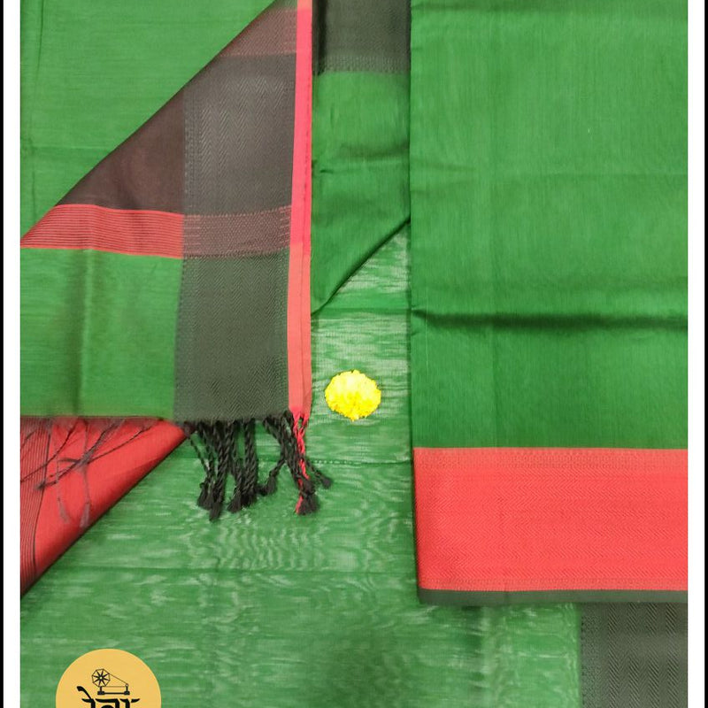 Maheshwari Green Multicolour Dress Material