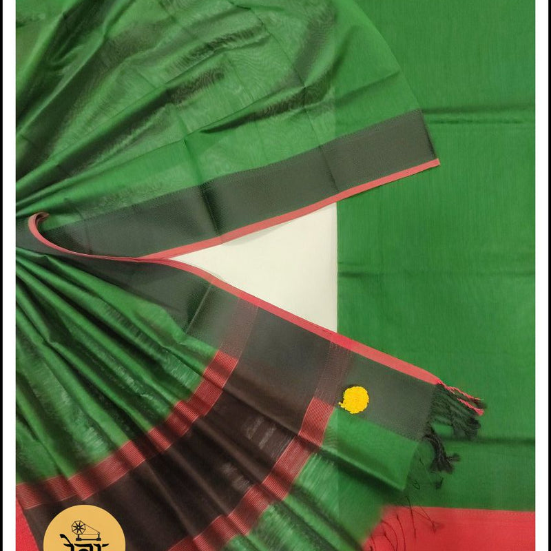 Maheshwari Green Multicolour Dress Material