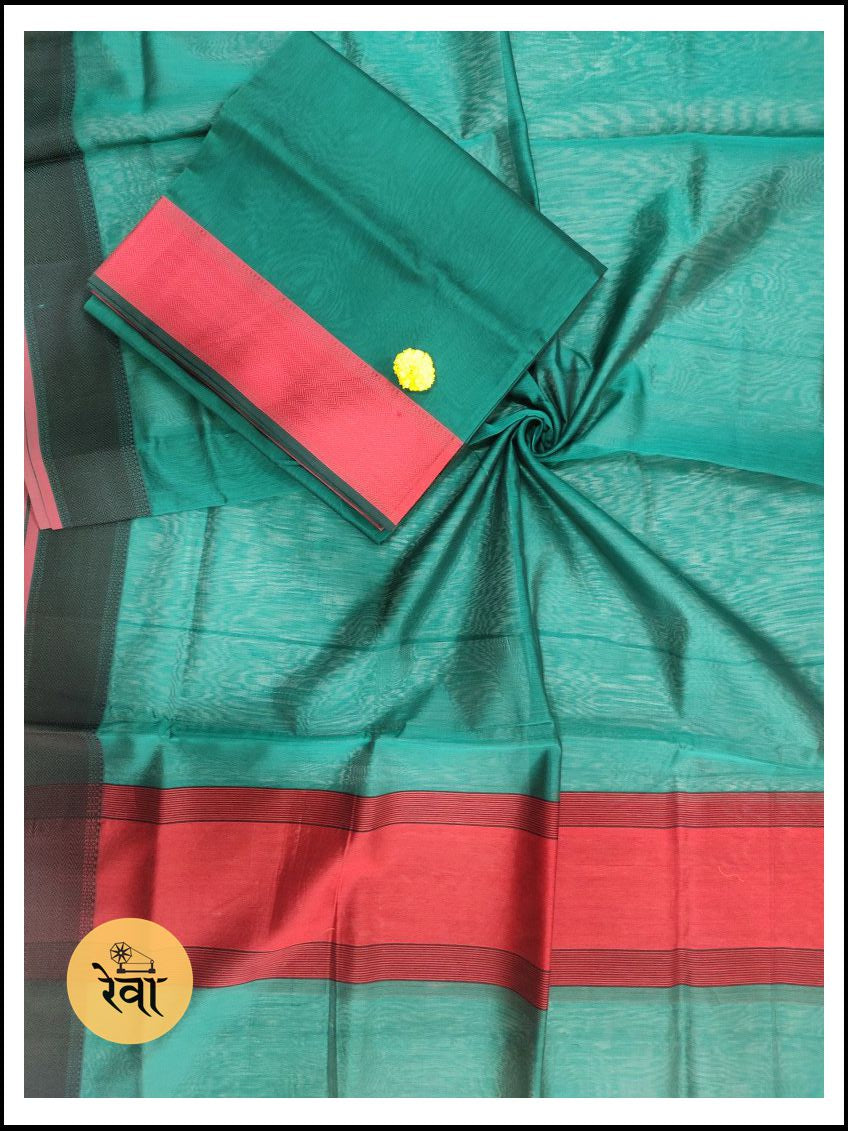 Maheshwari Rama Green Multicolour Dress Material