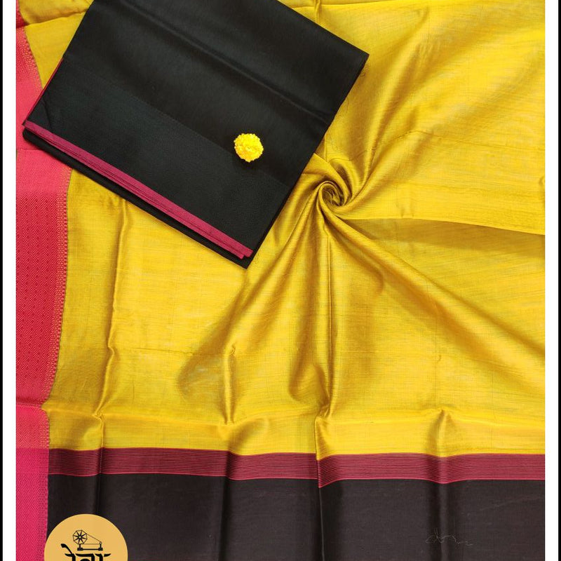 Maheshwari Black-Yellow Multicolor Suit