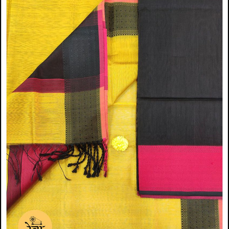 Maheshwari Black-Yellow Multicolor Suit