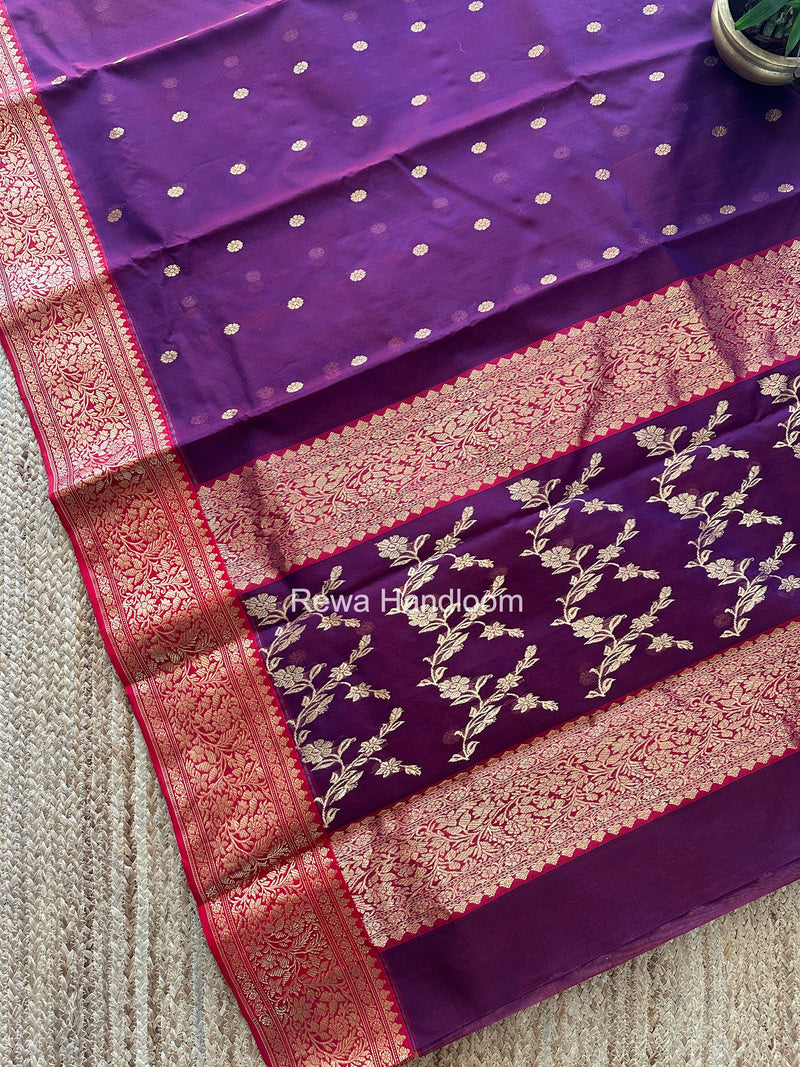 Purple Chanderi Katan Silk Nakshi Border Saree KSS07