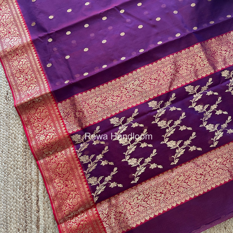 Purple Chanderi Katan Silk Nakshi Border Saree KSS07