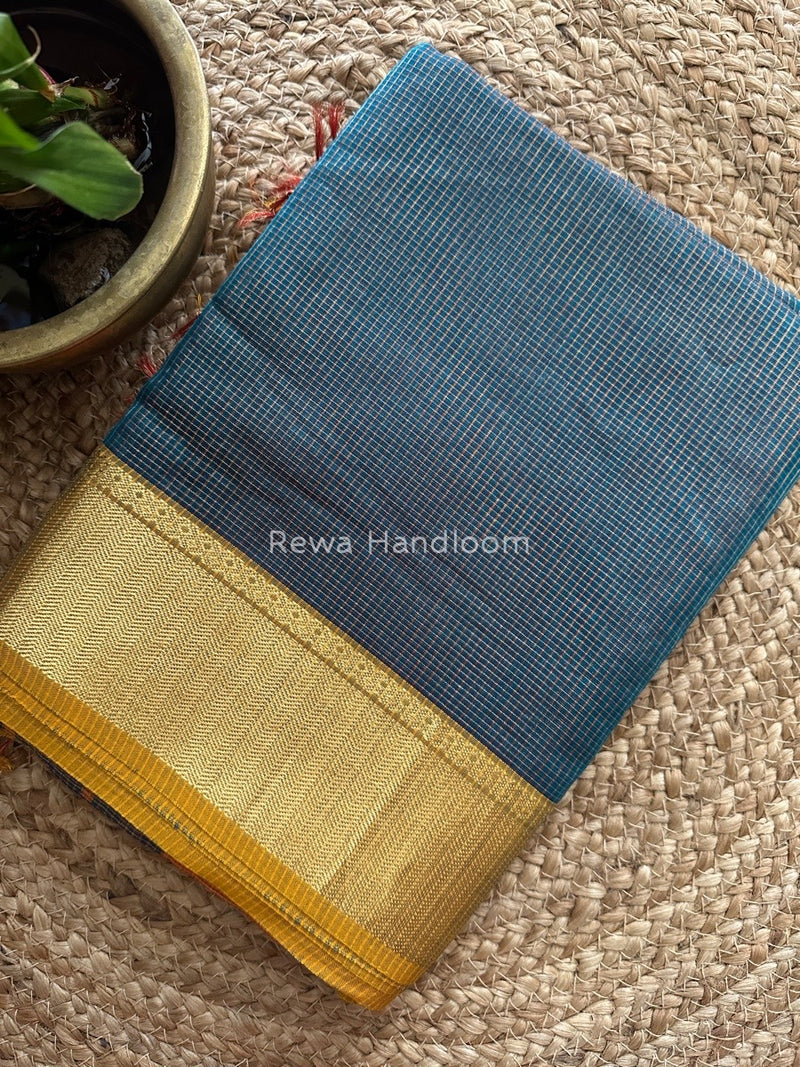 Exclusive Maheshwari Teal Green Tissue Silk Saree ZTS084