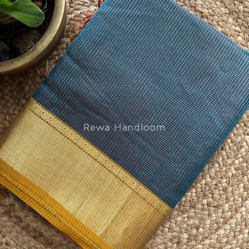 Exclusive Maheshwari Teal Green Tissue Silk Saree ZTS084