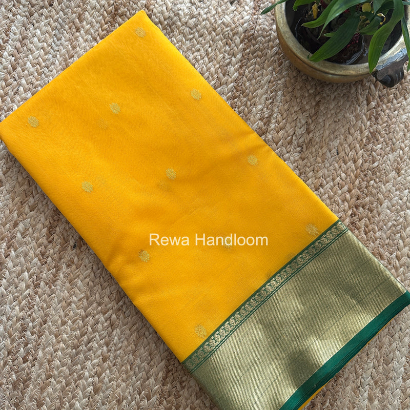 Mango Yellow Chanderi Katan Silk Nakshi Border Saree CKS02