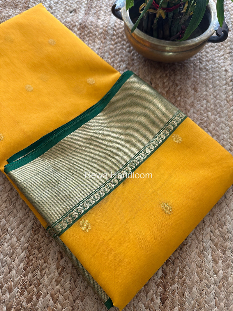 Mango Yellow Chanderi Katan Silk Nakshi Border Saree CKS02