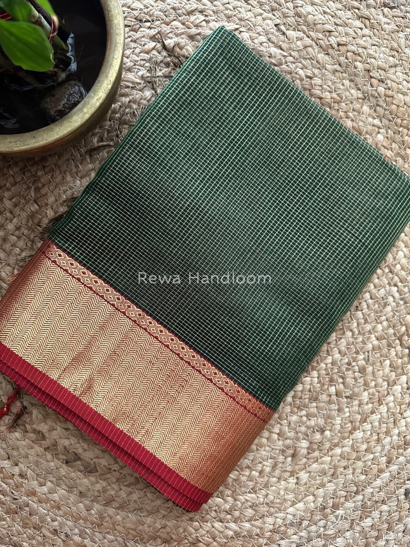 Exclusive Maheshwari Chutney Green Tissue Silk Saree ZTS083