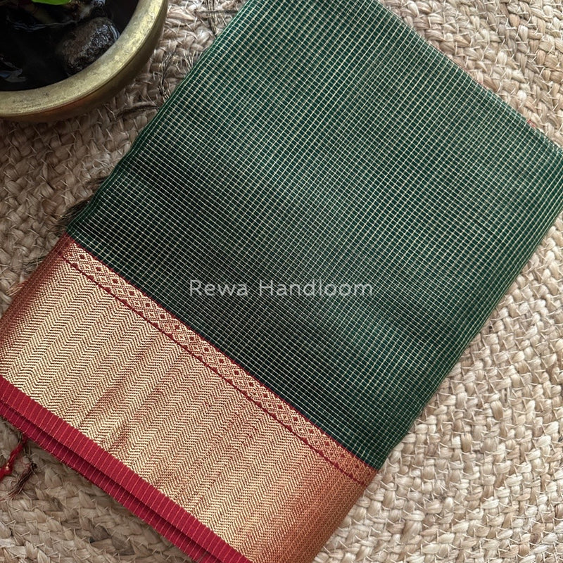 Exclusive Maheshwari Chutney Green Tissue Silk Saree ZTS083