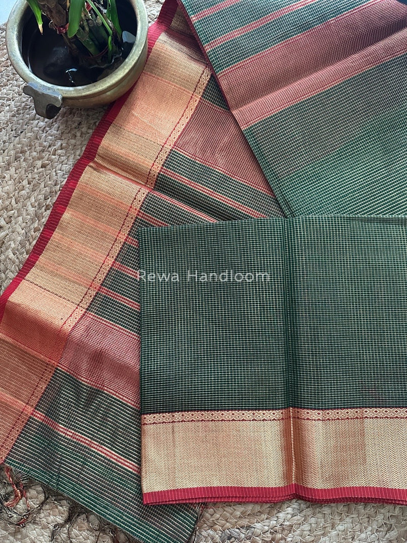Exclusive Maheshwari Chutney Green Tissue Silk Saree ZTS083