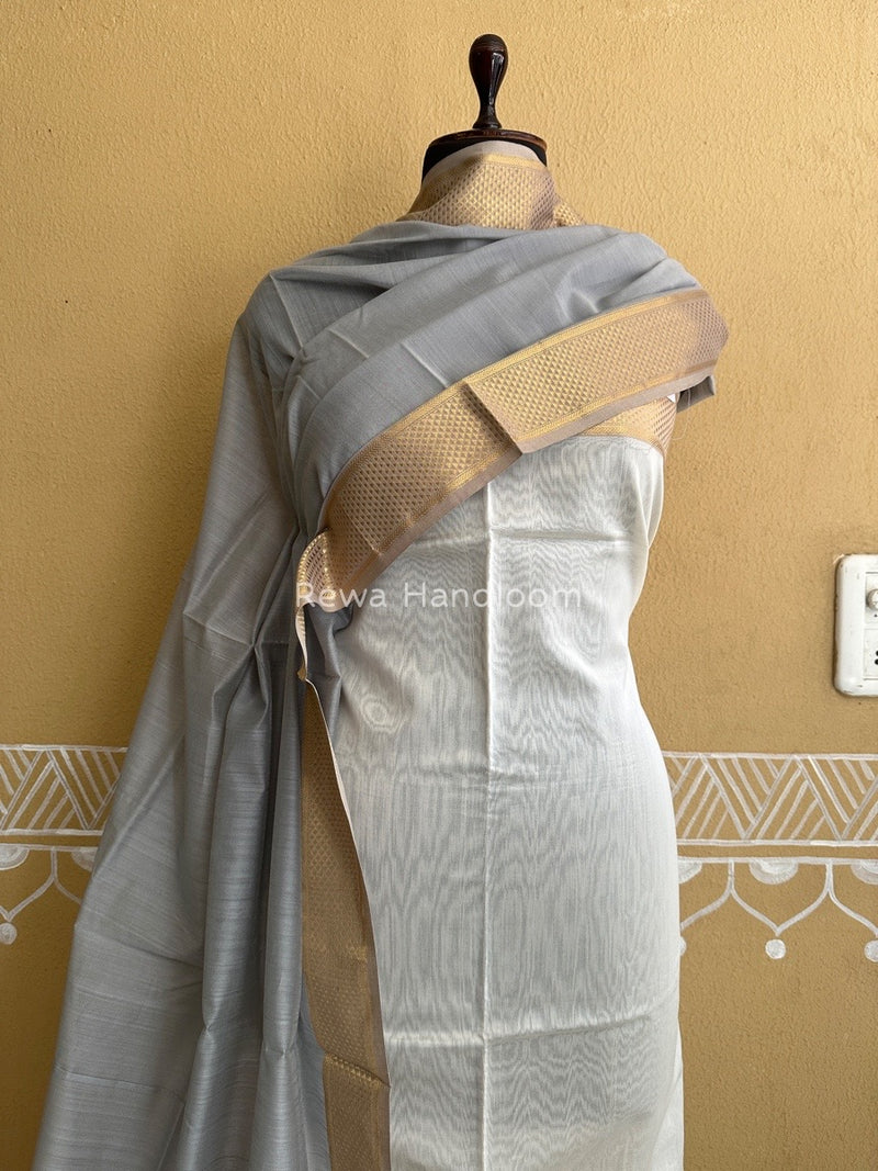Maheshwari Off White-Grey Top-Dupatta Suit ZPS08