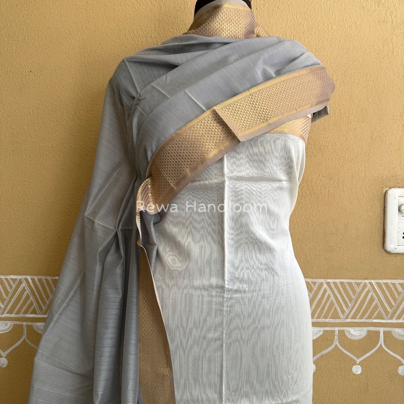 Maheshwari Off White-Grey Top-Dupatta Suit ZPS08
