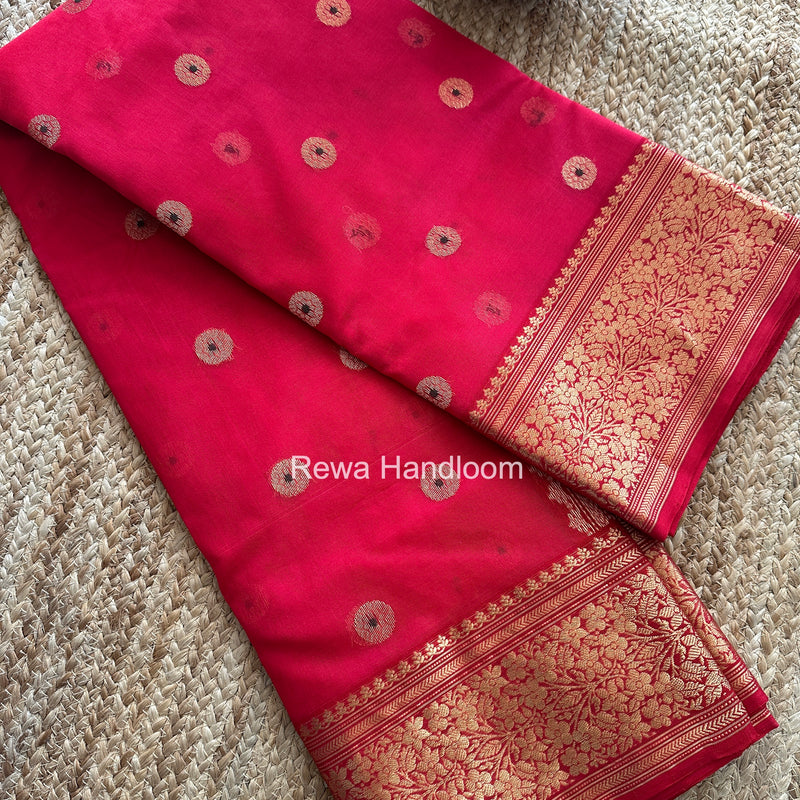 Chanderi Katan Silk Nakshi Border Saree