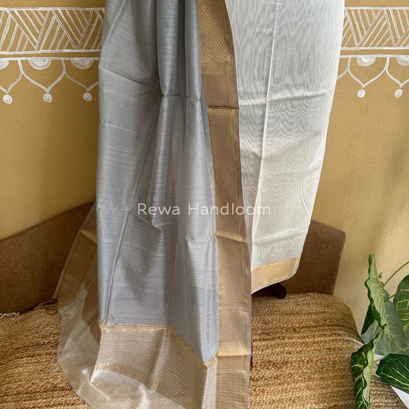 Maheshwari Off White-Grey Top-Dupatta Suit ZPS08