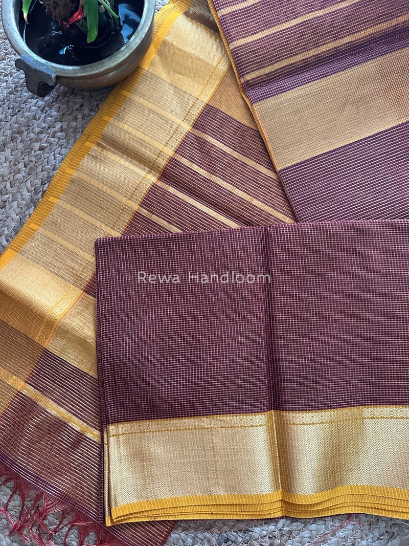 Exclusive Maheshwari Maroon Tissue Silk Saree ZTS093